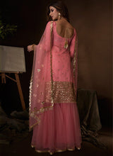 Load image into Gallery viewer, Buy Light Pink Soft Net Base Festive Wear Sequin Sharara Suit
