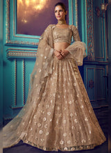 Load image into Gallery viewer, Modish Beige Colored Soft Net Sequin And Zari Work Ethnic Lehenga Choli

