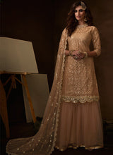 Load image into Gallery viewer, Charming Cream Soft Net Base Sequin Sharara Suit
