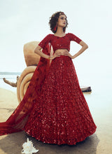 Load image into Gallery viewer, Buy Red Soft Net Base Sequin Work Lehenga Choli
