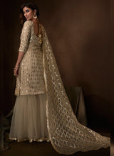 Load image into Gallery viewer, Buy  Ethnic Beige Color Soft Net Sharara Suit
