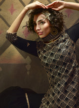 Load image into Gallery viewer, Shop Black Soft Net And Sequence Sharara Salwar Suit.
