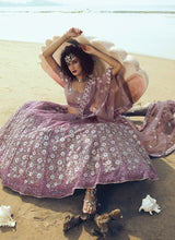 Load image into Gallery viewer, Buy Lilac Soft Net Base Sequin And Resham Work Lehenga Choli
