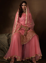 Load image into Gallery viewer, Shop Light Pink Soft Net Base Festive Wear Sequin Sharara Suit
