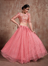 Load image into Gallery viewer, Pink Color Soft Net Base With Sequins Work Lehenga Choli

