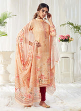 Load image into Gallery viewer, shop latest cream colored pant style suit with sequins worked dupatta
