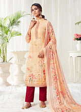 Load image into Gallery viewer, latest cream colored pant style suit with sequins worked dupatta
