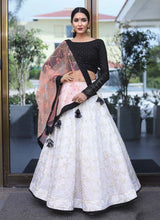 Load image into Gallery viewer, wonderful black and white colored lucknowi work lehenga choli
