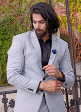 Load image into Gallery viewer, Order Light Grey color Polyester and Viscose fabric Single Breasted Suit
