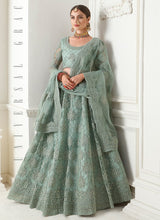 Load image into Gallery viewer, Grey Soft net and stone base partywear lehenga choli
