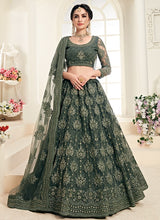 Load image into Gallery viewer, Bottle green Soft net and stone base partywear lehenga choli
