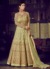 Load image into Gallery viewer, gorgeous light green traditional partywear gown
