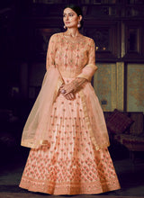 Load image into Gallery viewer, gorgeous peach partywear traditional heavy gown
