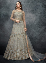 Load image into Gallery viewer, weddingwear grey colored heavy work gown
