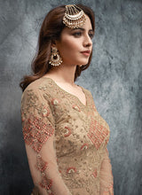 Load image into Gallery viewer, buy beyond beige colored heavy work embroidered gown

