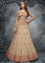 Load image into Gallery viewer, Online beyond beige colored heavy work embroidered gown
