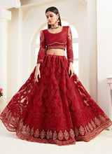 Load image into Gallery viewer, Shop Iconic red colored heritage soft net base lehenga choli set
