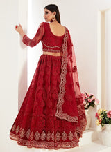 Load image into Gallery viewer, Order Iconic red colored heritage soft net base lehenga choli set
