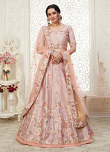 Load image into Gallery viewer, peach fantastic extraordinary weddingwear silk base lehenga choli
