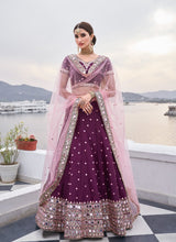 Load image into Gallery viewer, pastel purple outstanding weddingwear mirror work embroidered lehenga choli
