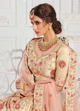 Load image into Gallery viewer, buy ivory cream colored thread work with sequins silk base lehenga choli
