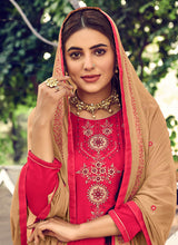 Load image into Gallery viewer, shop Red Color Cotton Fabric Zari Work Palazzo Salwar Suit
