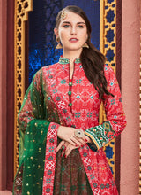 Load image into Gallery viewer, buy Printed Red and green color silk base designer anarkali suit
