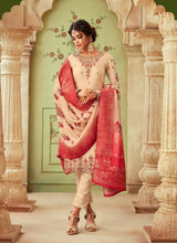 Load image into Gallery viewer, modish cream georgette base salwar kameez with shaded dupatta
