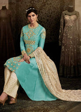 Load image into Gallery viewer, shop fancy sea green colored stylish designer pant style suit
