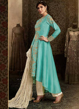 Load image into Gallery viewer, buy fancy sea green colored stylish designer pant style suit
