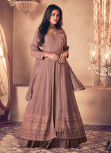 Load image into Gallery viewer, Sequins Work Mauve Pink Color Georgette Base Slit-Cut Pakistani Suit
