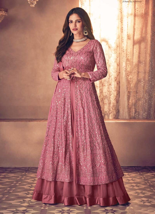 Pink Color Georgette Fabric Sequins Work Pakistani Suit