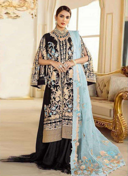 Stylish Black color Georgette base Pakistani salwar kameez with net dupatta