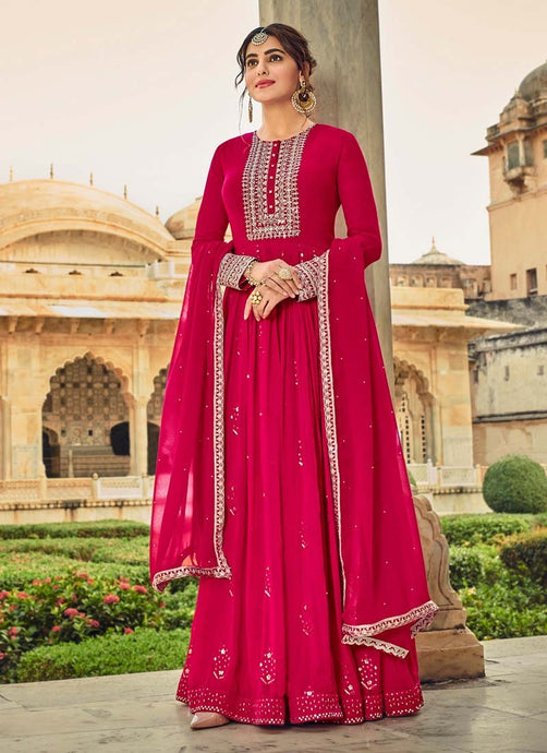 Astonishing Rani Pink color Georgette fabric Sequins work Anarkali Suit
