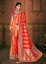 Load image into Gallery viewer, Yellow and pink color silk weave bridesmaid saree
