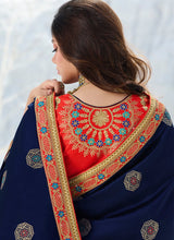 Load image into Gallery viewer, Buy fantastic pink and orange silk weave with lace border saree
