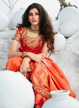 Load image into Gallery viewer, Buy ravishing orange color lace border silk weave saree
