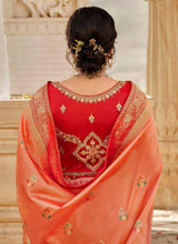 Load image into Gallery viewer, Shop Classic peach color wedding wear silk weave saree
