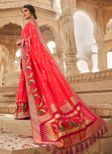 Load image into Gallery viewer, Shop graceful pink color wedding wear silk weave saree

