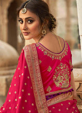 Load image into Gallery viewer, Buy royal look rani pink wedding wear silk weave saree
