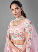 Load image into Gallery viewer, Buy now Light Pink Color Soft Net Fabric Resham Work Lehenga Choli
