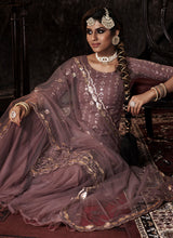 Load image into Gallery viewer, Shop Lilac Color Elbow Sleeves Sharara Suit With Fully Sequins Work
