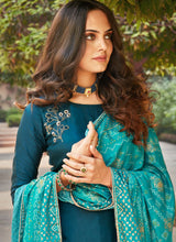 Load image into Gallery viewer, Buy now blue silk base palazzo suit

