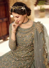 Load image into Gallery viewer, buy splendid soft net base flared sharara suit with embroidery work
