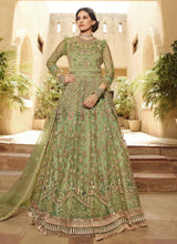 Load image into Gallery viewer, modish soft net base beads and dori work gown with worked border
