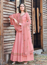 Load image into Gallery viewer, Pink Elegant silk base printed anarkali salwar kameez suit
