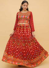 Load image into Gallery viewer, Buy now Red Color Mirror And Thread Work Georgette Fabric Lehenga Choli
