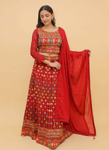 Load image into Gallery viewer, Buy Red Color Mirror And Thread Work Georgette Fabric Lehenga Choli
