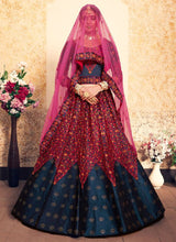 Load image into Gallery viewer, buy Marvelous pink and blue colored silk base lehenga choli

