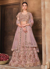 Load image into Gallery viewer, peaceful pink colored heavy embroidered soft net base lehenga choli

